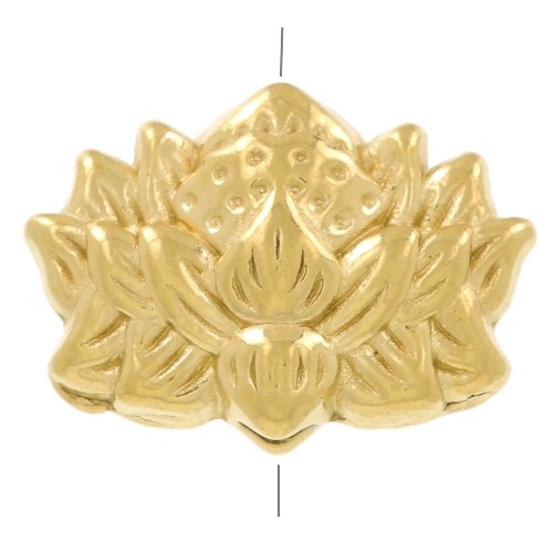 Cuenta con forma de flor de loto, 8 x 12 mm - Acero inoxidable 304 Dorado x 1