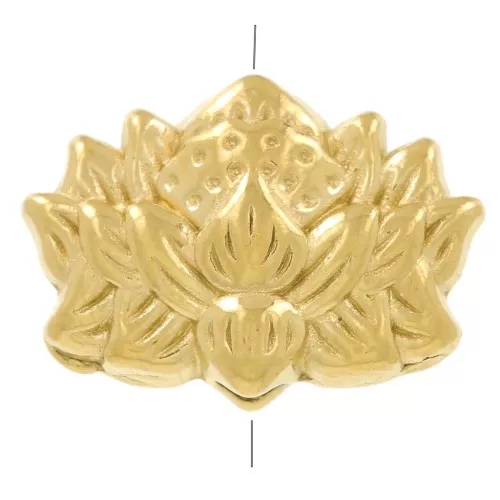 Cuenta con forma de flor de loto, 8 x 12 mm - Acero inoxidable 304 Dorado x1