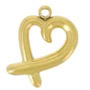 Dije corazón calado 12x8.5 mm - Acero inoxidable dorado 304L x1|raw }}