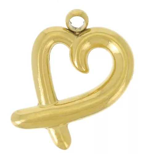 Dije corazón calado 12x8.5 mm - Acero inoxidable dorado 304L x1