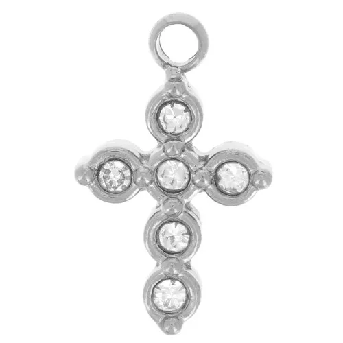 Cruz con óxidos de circonio 11x6 mm - Acero inoxidable 304L x1