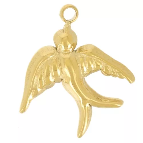 Colgante golondrina 14x12 mm - Acero inoxidable 304L dorado x1