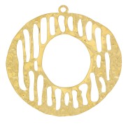 Colgantes martillado irregular 30 mm gráfico acero inoxidable 316L dorado x2