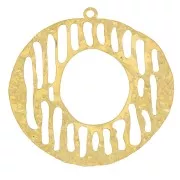 Colgantes martillado irregular 30 mm gráfico acero inoxidable 316L dorado x2