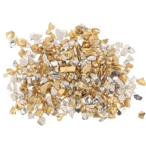 Virutas de cristal triturado - Brillo irregular de la resina - Mix Doré - Argenté x10g