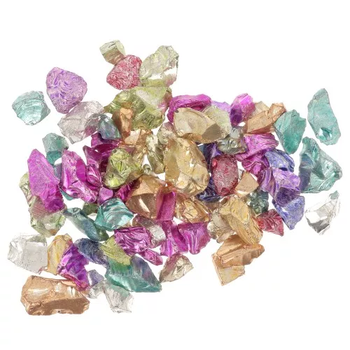 Virutas de cristal triturado - Brillo irregular de la resina -Metálico multicolor x10g