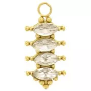 Colgante barra 17x8 mm con óxidos de circonio - Acero inoxidable 304L Dorado - Cristal x1