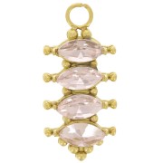 Colgante barra 17x8 mm con óxidos de circonio - Acero inoxidable 304L Dorado - Rosa x1|raw }}