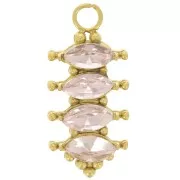 Colgante barra 17x8 mm con óxidos de circonio - Acero inoxidable 304L Dorado - Rosa x1