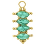 Colgante barra 17x8 mm con óxidos de circonio - Acero inoxidable 304L Dorado - Esmeralda x1|raw }}