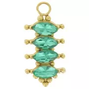 Colgante barra 17x8 mm con óxidos de circonio - Acero inoxidable 304L Dorado - Esmeralda x1