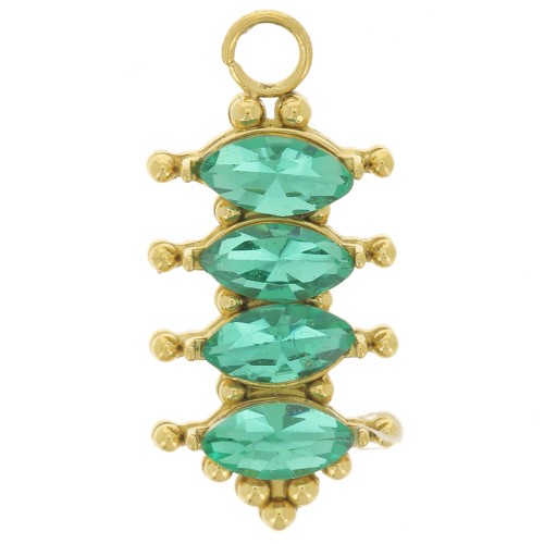 Colgante barra 17x8 mm con óxidos de circonio - Acero inoxidable 304L Dorado - Esmeralda x1