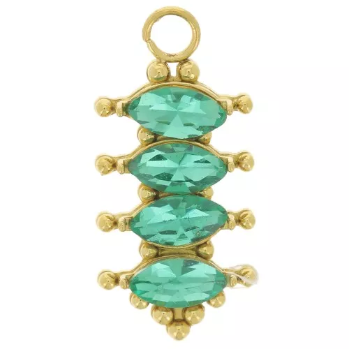 Colgante barra 17x8 mm con óxidos de circonio - Acero inoxidable 304L Dorado - Esmeralda x1