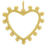 Colgante corazón hueco con bolita 20x18 mm Acero inoxidable 304L dorado x1|raw }}