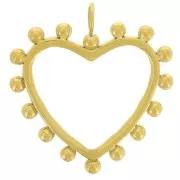 Colgante corazón hueco con bolita 20x18 mm Acero inoxidable 304L dorado x1