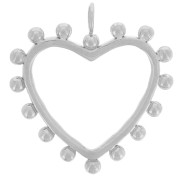 Colgante corazón hueco con bolita 20x18 mm acero inoxidable 304L x1|raw }}