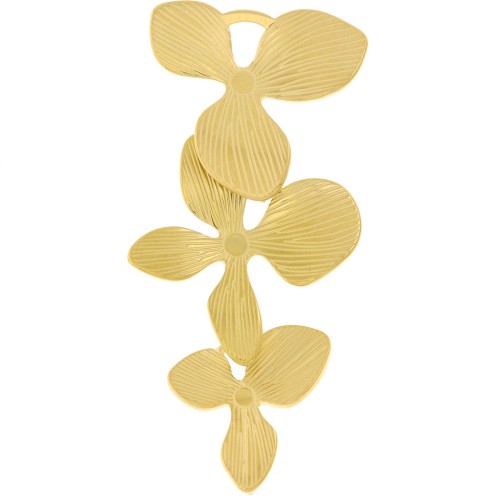 Entrepieza 3 flores de orquídea 45x22 mm Acero inoxidable 30 Dorado x2
