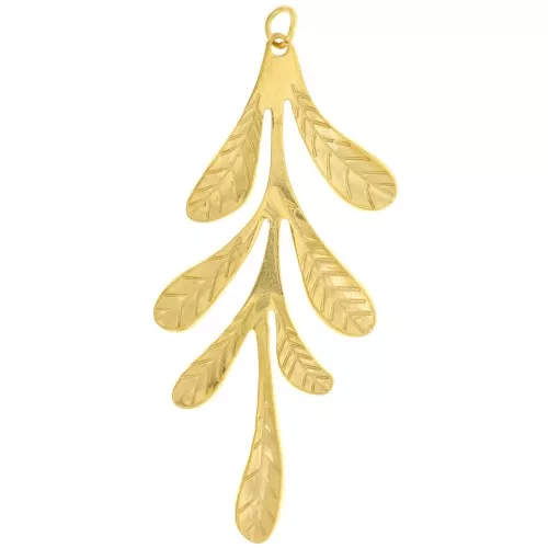 Colgantes hoja 56x24 mm - Acero inoxidable 304L Dorado x2
