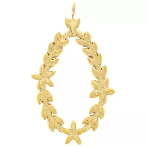 Colgantes corona de hojas de laurel 34x19 mm - Acero inoxidable 304L dorado x2