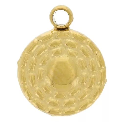 Colgante redondo texturizado de 7 mm - Acero inoxidable 304L dorado x1