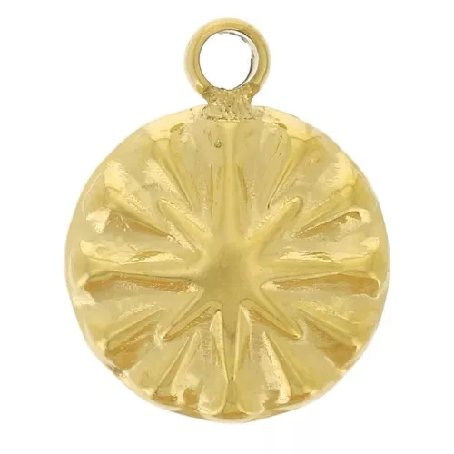 Colgante Estrella del Norte redondo de 7 mm - Acero inoxidable chapado en oro 304L x1