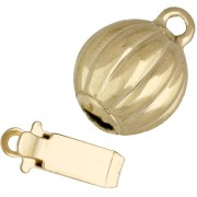 Cierre clip bola estriada 10x16 mm - Dorado x1