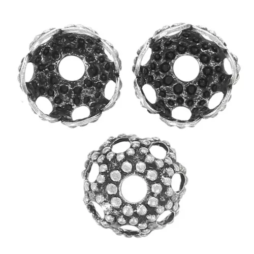 Casquillas filigrana 4 mm plateado envejecido x20