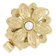 Broche flor con óxido de circonio 14 mm - Dorado x1