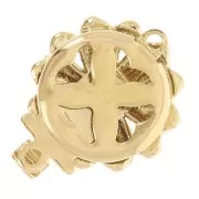 Broche flor con óxido de circonio 14 mm - Dorado x1