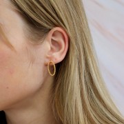 Pendientes ovalados con bolitas 22x11mm Plata de ley envejecida x2