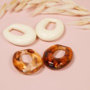 Colgante gota hueca de resina opaca 33x27 mm - Terracota x1