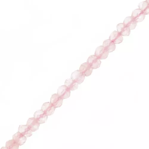 Redondas planas facetadas 4x3 mm Cuarzo Rosa x 35 cm