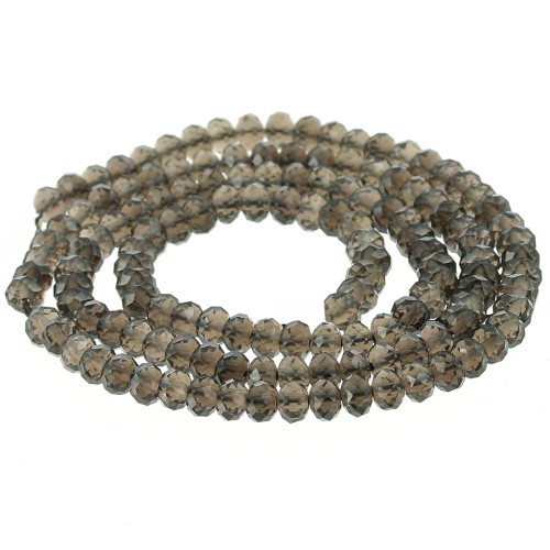 Redondas planas facetadas 4x3 mm Smoky Quartz x 35 cm