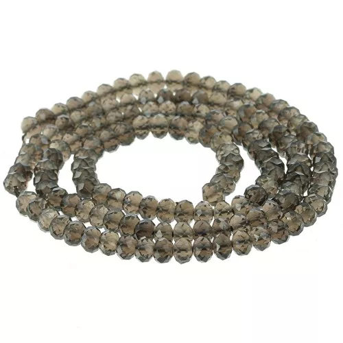 Redondas planas facetadas 4x3 mm Smoky Quartz x 35 cm