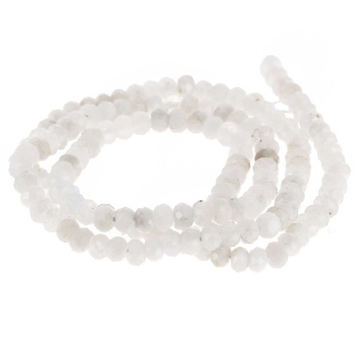 Redondas planas facetadas 4x3 mm Piedra de luna x 35 cm