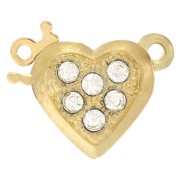 Cierre clip corazón con óxido de circonio - 11x12 mm - Dorado x1