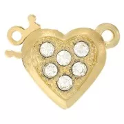 Cierre clip corazón con óxido de circonio - 11x12 mm - Dorado x1