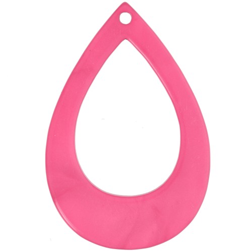 Colgante gota hueca resina opaca 44x29,5 mm - Rosa fluorescente jaspeado x1