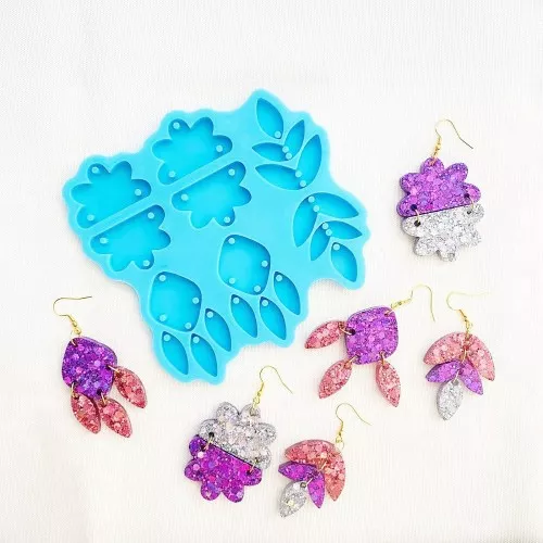 Pendientes hoja resina epoxi molde silicona x1