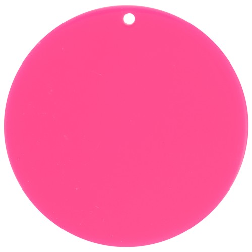 Colgante redondo acrílico transparente 50 mm - Fucsia x1