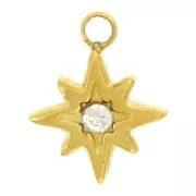 Dije estrella del norte 9x7 mm con óxido de circonio 304L acero inoxidable dorado x1