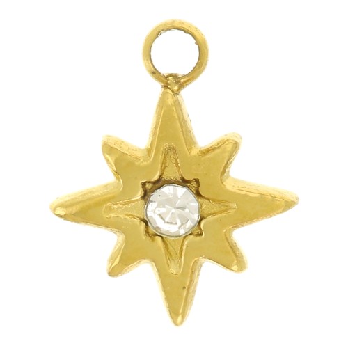 Dije estrella del norte 9x7 mm con óxido de circonio 304L acero inoxidable dorado x1