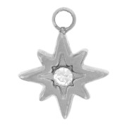 Dije estrella del norte 9x7 mm con óxido de circonio acero inoxidable 304L x1