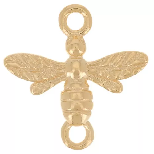 Abeja espaciadora 14 mm - Plata de ley 925 Dorada x1