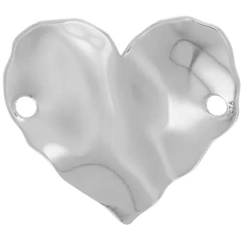Inserto Corazón Martillado 2 agujeros 16x18,5 mm - Plata 925 x1