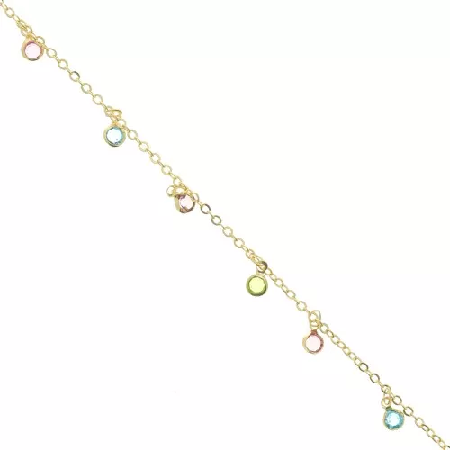 Cadena 1.9 mm con mini dije de cristal 4.5 mm Dorado - Multi x 50cm