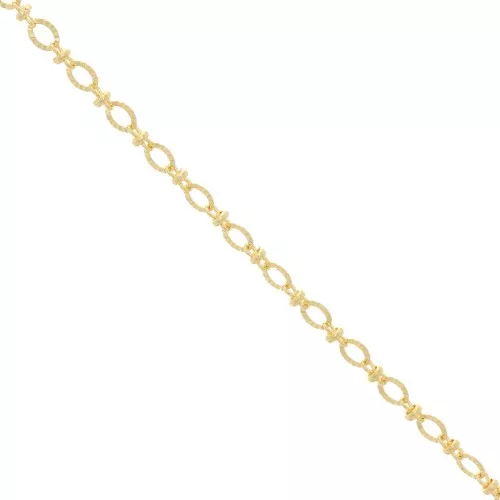 Cadena de malla fantasía con anillas ovaladas estriadas - 5 mm - Dorado x50cm