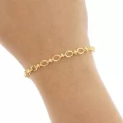 Cadena de malla fantasía con anillas ovaladas estriadas - 5 mm - Dorado x50cm