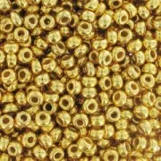Cuentas de Rocalla Preciosa 11/0 de 2 mm - chapadas en oro de 24 K, 10 g