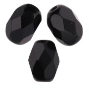 Cuenta facetada con forma de oliva, 6 x 4 mm - Azabache  x25